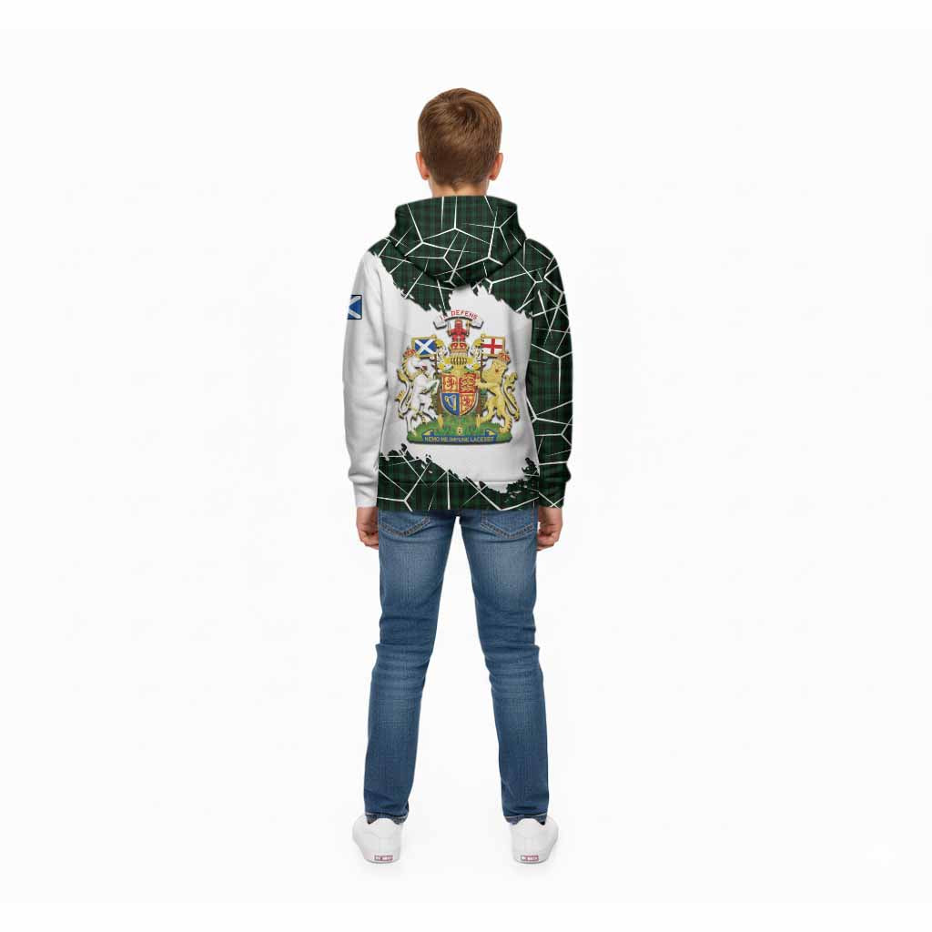 Graham Tartan Kid Hoodie with Family Crest and Lion Rampant Grunge Style