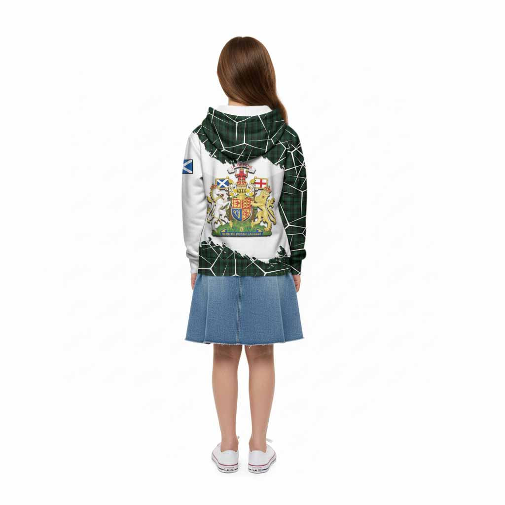 Graham Tartan Kid Hoodie with Family Crest and Lion Rampant Grunge Style