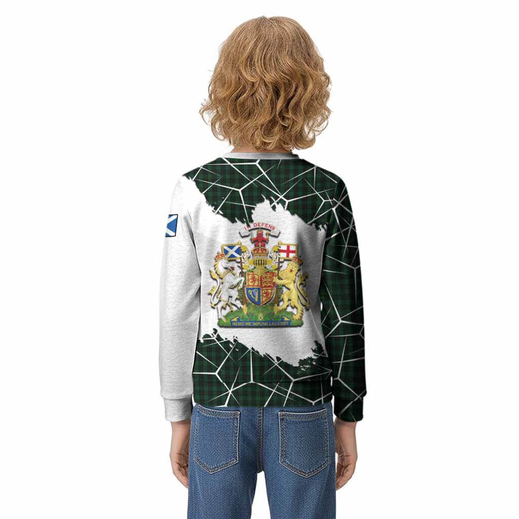 Graham Tartan Kid Knitted Sweatshirt with Family Crest and Lion Rampant Grunge Style