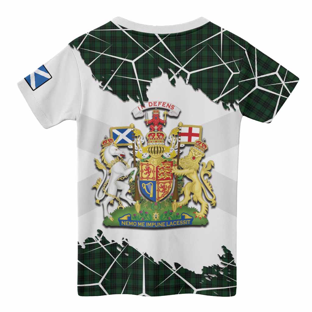 Graham Tartan Kid T-shirt with Family Crest and Lion Rampant Grunge Style