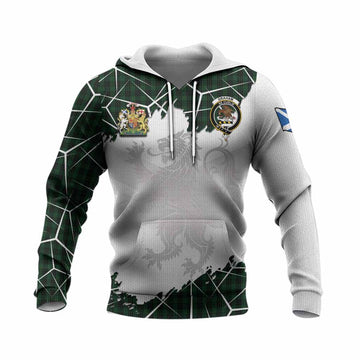 Graham Tartan Knitted Hoodie with Family Crest and Lion Rampant Grunge Style
