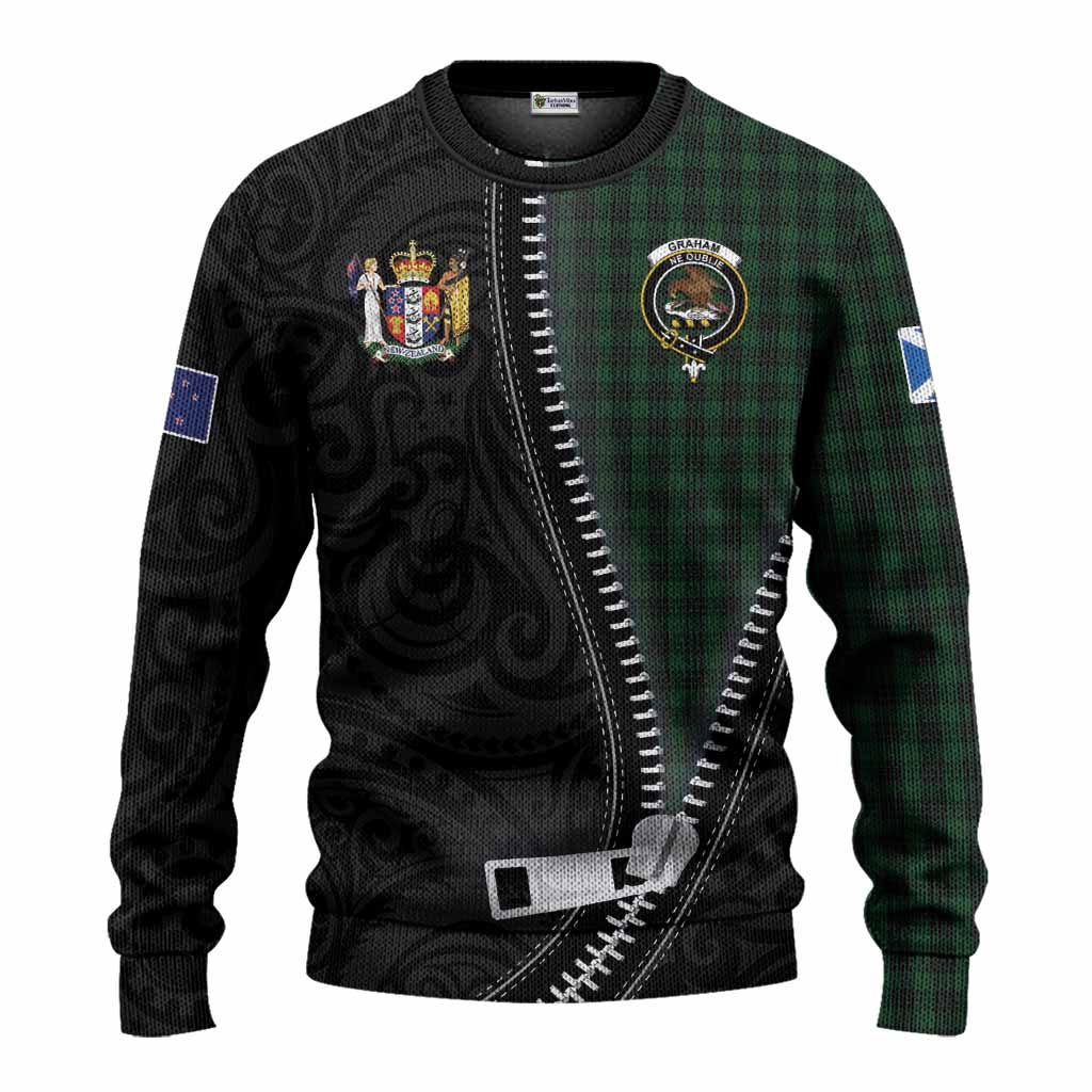 Graham Tartan Knitted Sweater New Zealand Pattern Unique Zipper Stylized