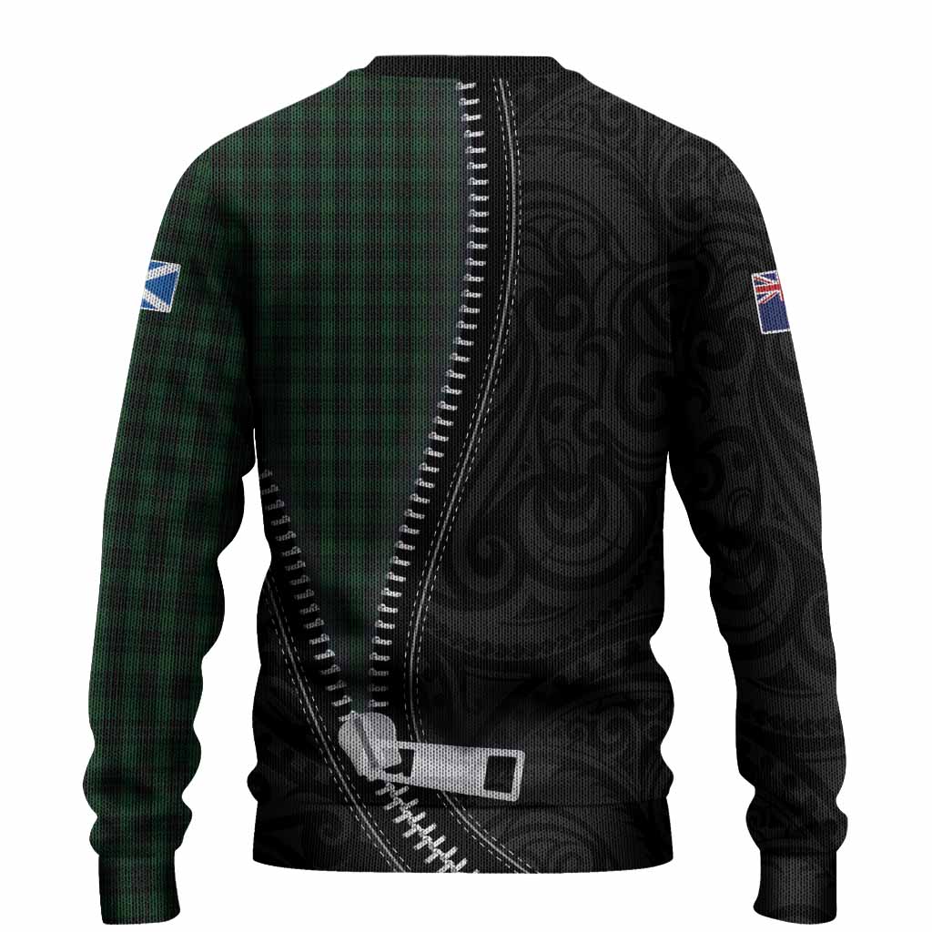 Graham Tartan Knitted Sweater New Zealand Pattern Unique Zipper Stylized