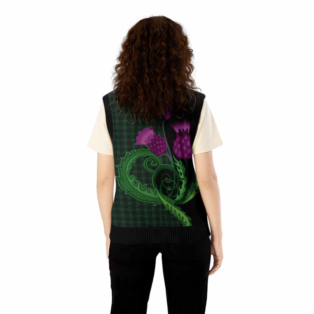 Graham Tartan Knitted V-Neck Vest Traditional Scottish Thistle