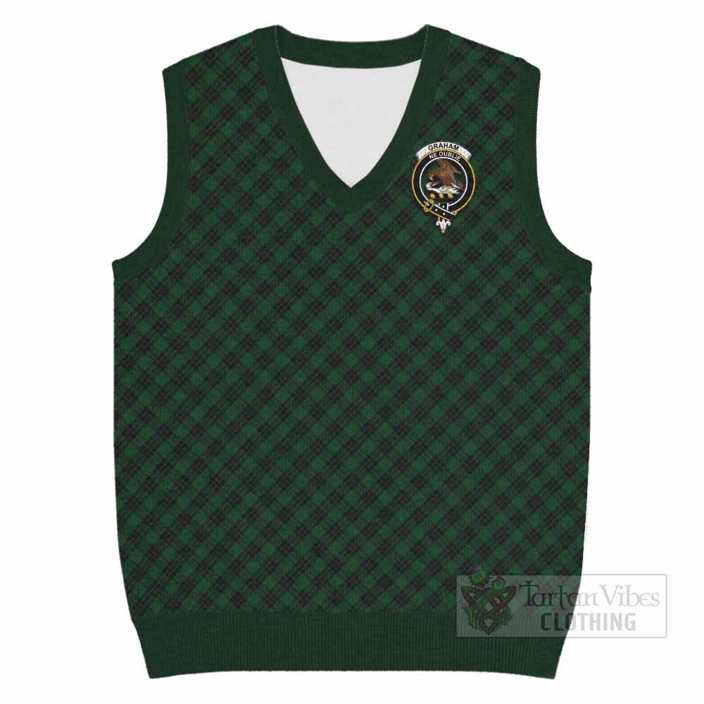 Graham Tartan Knitted V-Neck Vest with Family Crest Cross Style