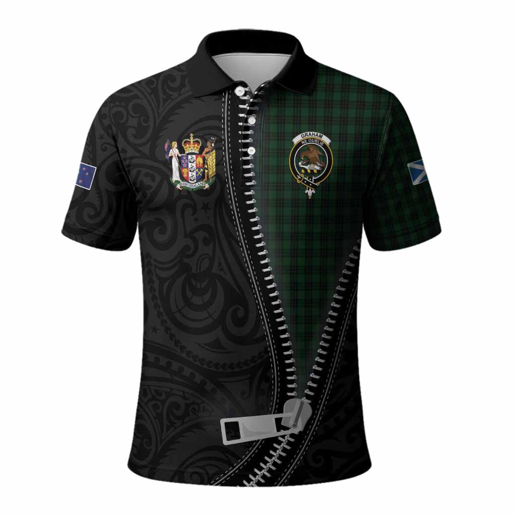 Graham Tartan Polo Shirt New Zealand Pattern Unique Zipper Stylized