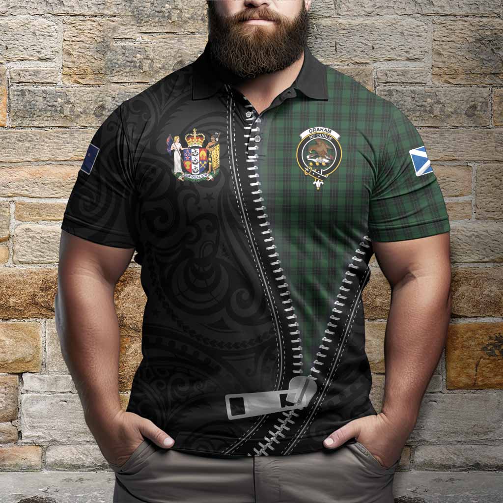 Graham Tartan Polo Shirt New Zealand Pattern Unique Zipper Stylized