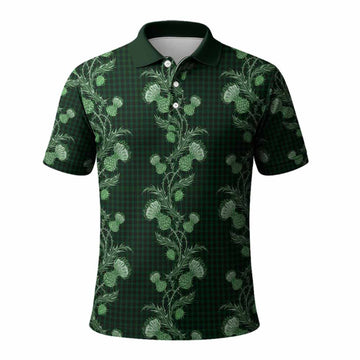 Graham Tartan Polo Shirt Seamless Scottish Thistle Flowers