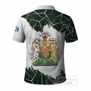 Graham Tartan Polo Shirt with Family Crest and Lion Rampant Grunge Style