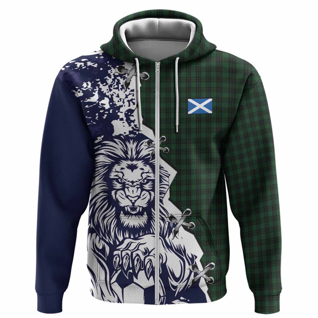 Graham Tartan Scottish Hoodie Angry Lion With Soccer Ball Style