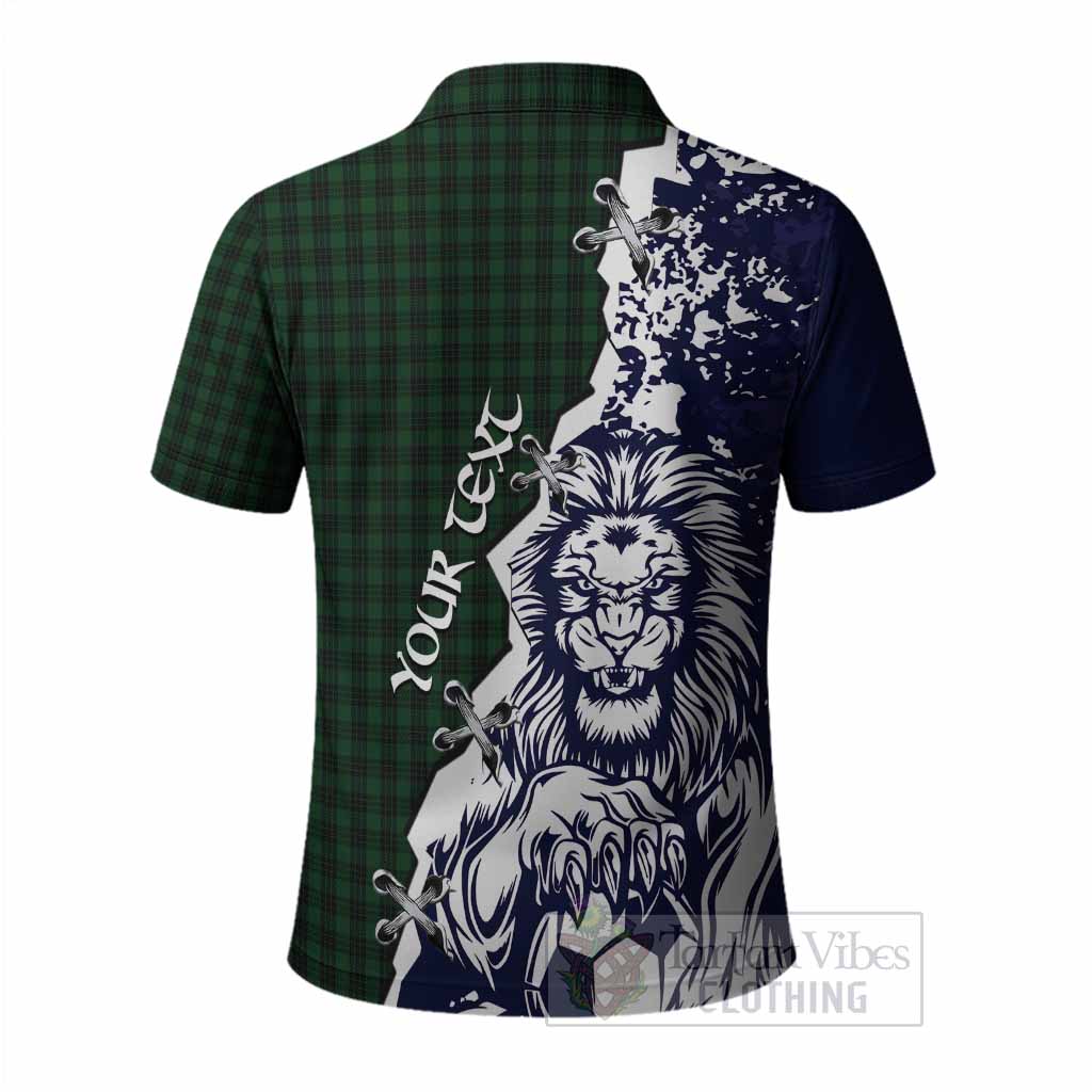 Graham Tartan Scottish Polo Shirt Angry Lion With Soccer Ball Style