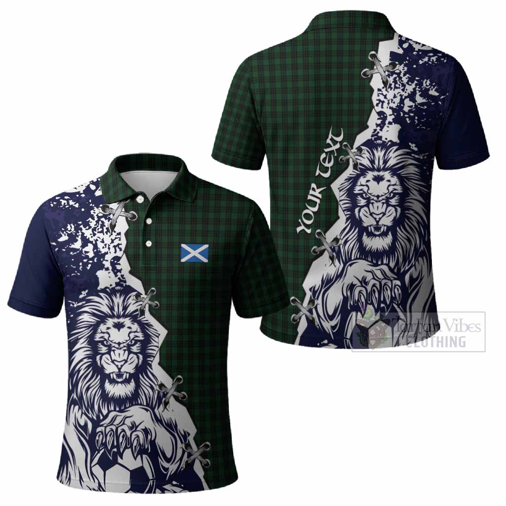 Graham Tartan Scottish Polo Shirt Angry Lion With Soccer Ball Style