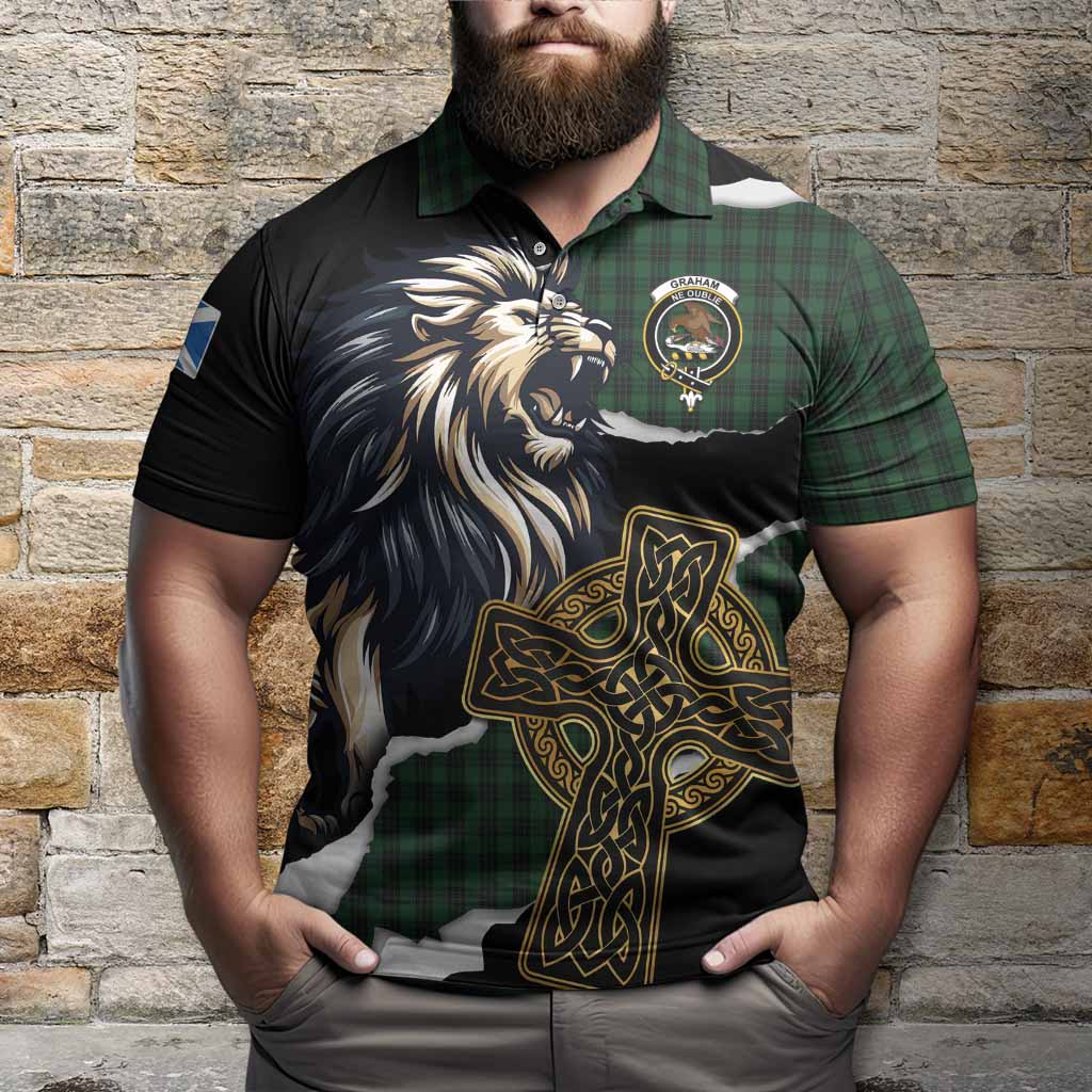 Graham Tartan Scottish Polo Shirt Lion Celtic Heritage