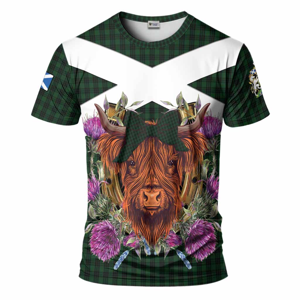 Graham Tartan T-Shirt Scottish Thistle Heilan Coo