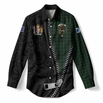 Graham Tartan Women Casual Shirt New Zealand Pattern Unique Zipper Stylized