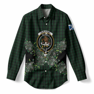 Graham Tartan Women Casual Shirt Thistle Scottish Spirit