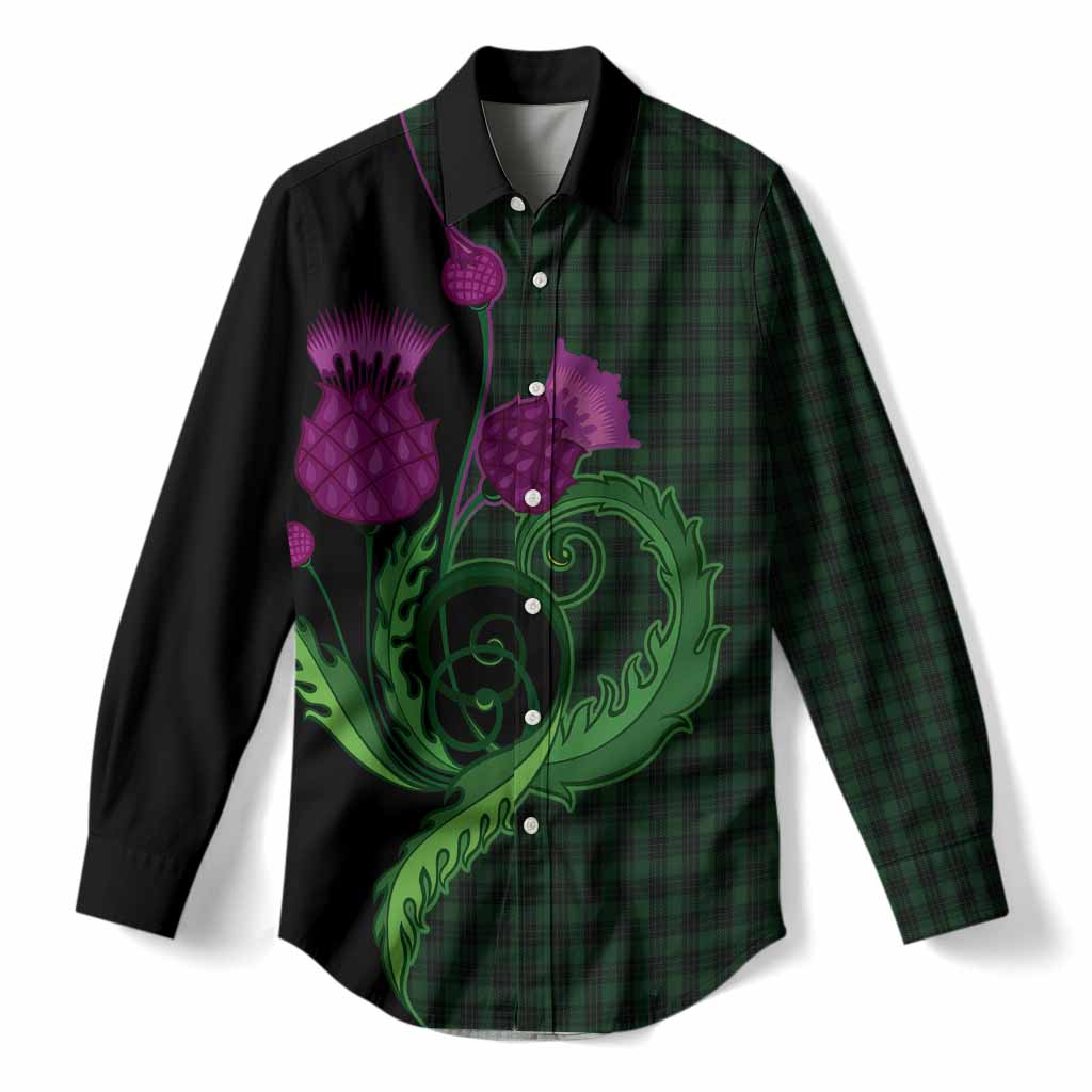 Graham Tartan Women Casual Shirt Traditional Scottish Thistle