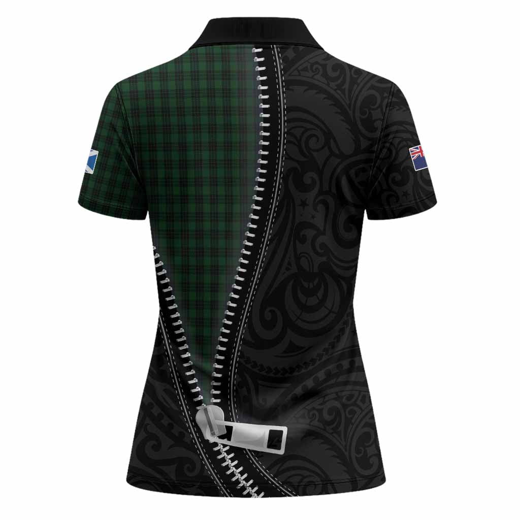 Graham Tartan Women Polo Shirt New Zealand Pattern Unique Zipper Stylized