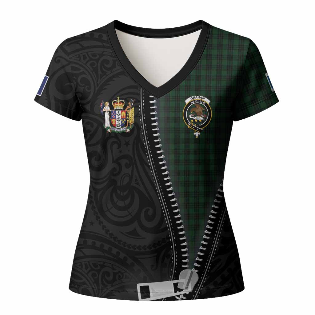 Graham Tartan Women T shirt New Zealand Pattern Unique Zipper Stylized