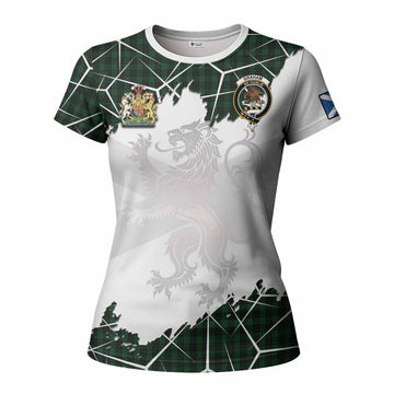 Graham Tartan Women T shirt with Family Crest and Lion Rampant Grunge Style