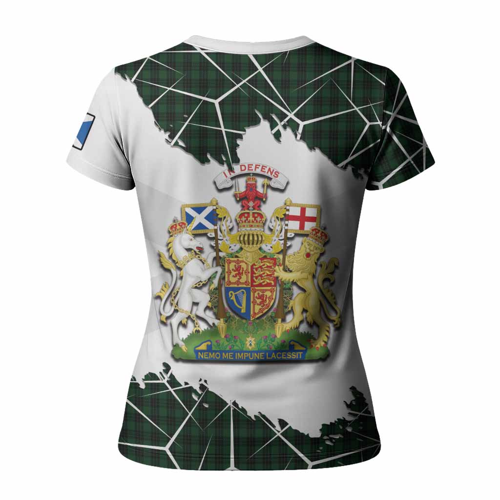 Graham Tartan Women T shirt with Family Crest and Lion Rampant Grunge Style