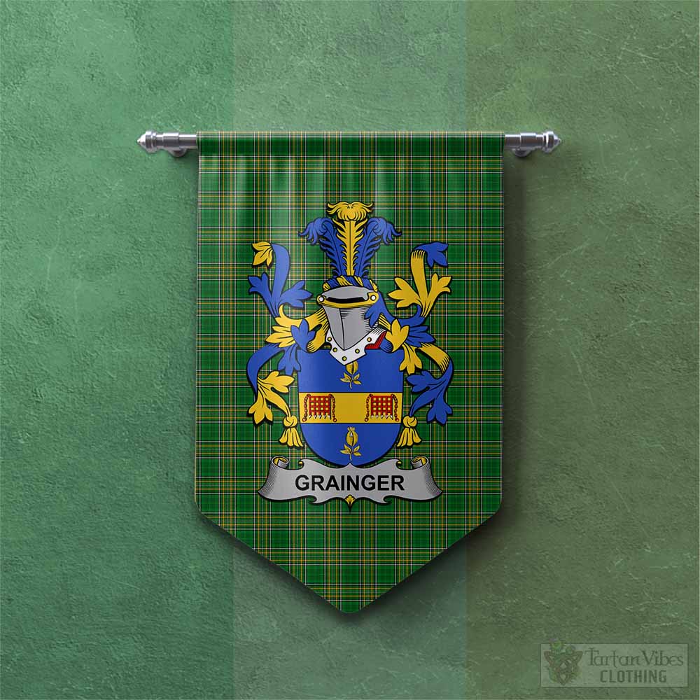 Tartan Vibes Clothing Grainger Irish Clan Tartan Gonfalon, Tartan Banner with Coat of Arms