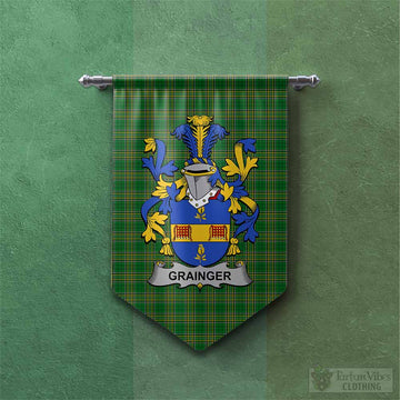 Grainger Irish Clan Tartan Gonfalon, Tartan Banner with Coat of Arms