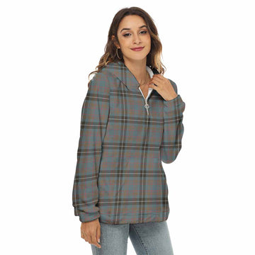 Tartan Vibes Clothing Grainger Tartan Women's Borg  Half Zip Fleece Hoodie