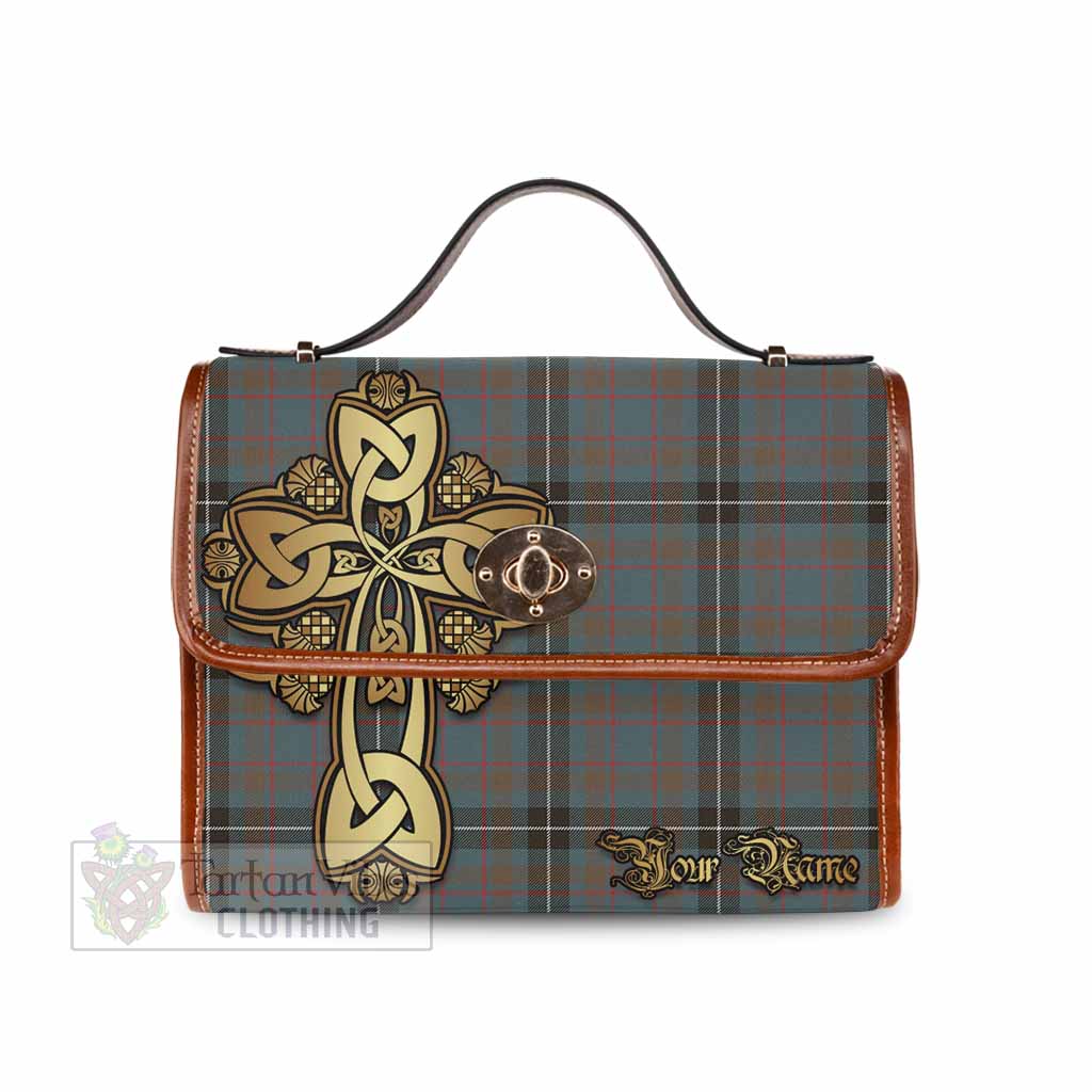 Tartan Vibes Clothing Grainger Tartan Waterproof Canvas Bag Golden Thistle Celtic Cross Style