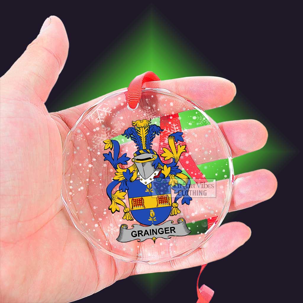 Tartan Vibes Clothing Grainger Irish Clan Christmas Glass Ornament with Coat of Arms