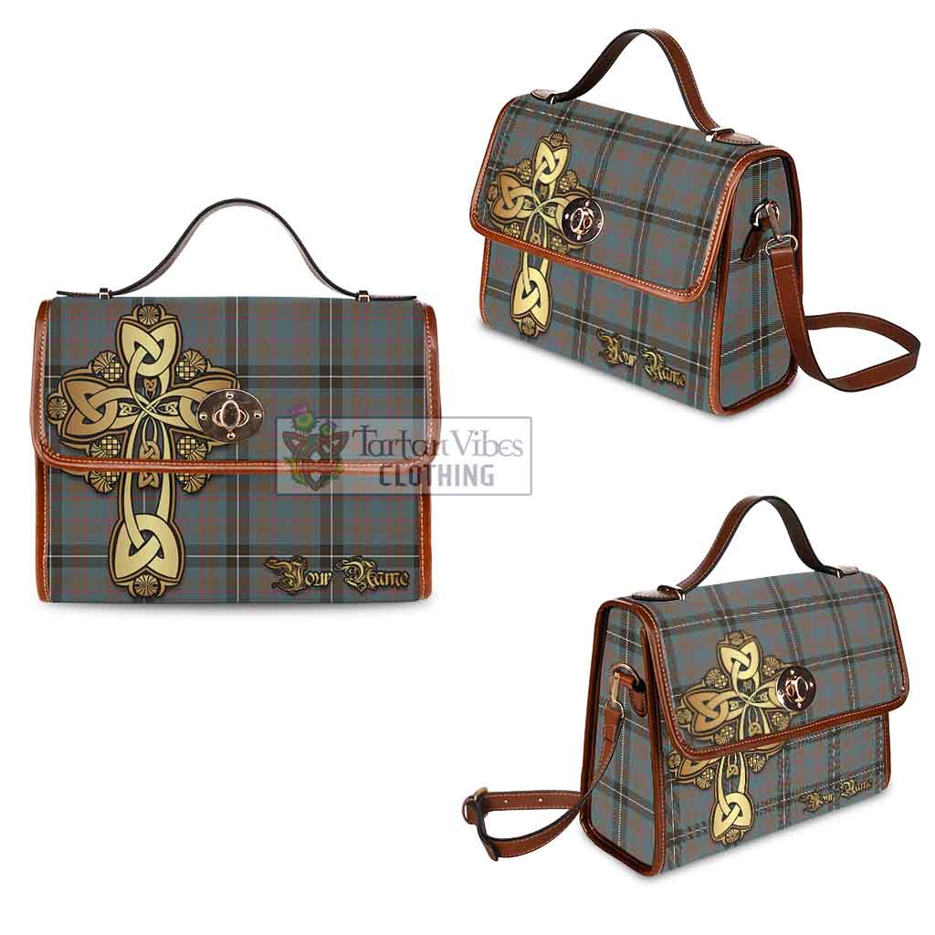 Tartan Vibes Clothing Grainger Tartan Waterproof Canvas Bag Golden Thistle Celtic Cross Style