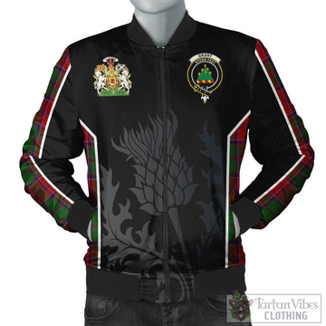 Grant Tartan Bomber Jacket with Family Crest and Scottish Thistle Vibes Sport Style