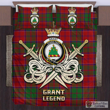 Grant Tartan Bedding Set with Clan Crest and the Golden Sword of Courageous Legacy