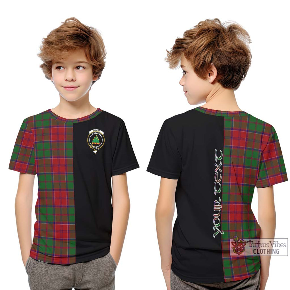 Grant Tartan Kid T-Shirt with Family Crest and Half Of Me Style Youth XL Size14 - Tartanvibesclothing Shop