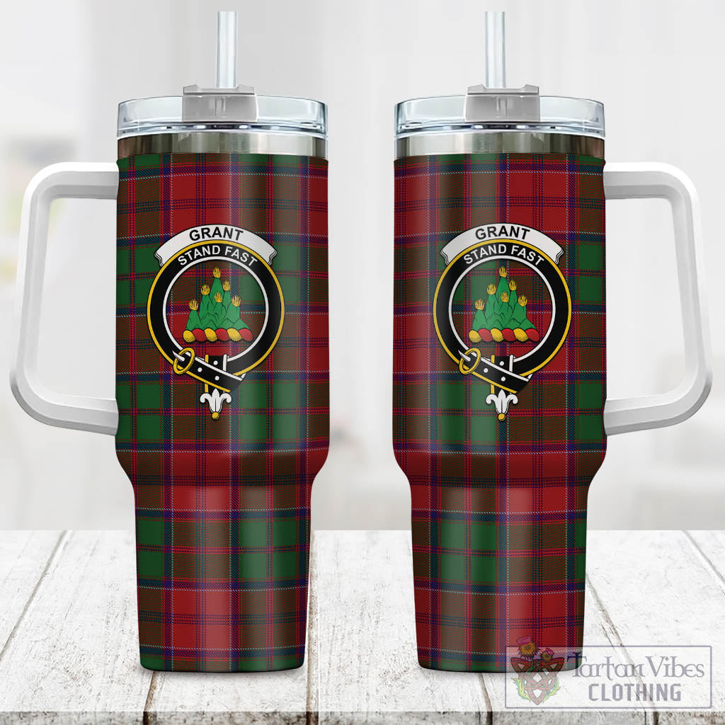 Tartan Vibes Clothing Grant Tartan and Family Crest Tumbler with Handle