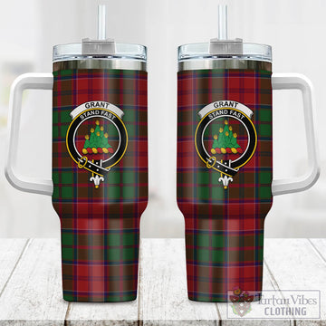 Tartan Vibes Clothing Grant Tartan and Family Crest Tumbler with Handle