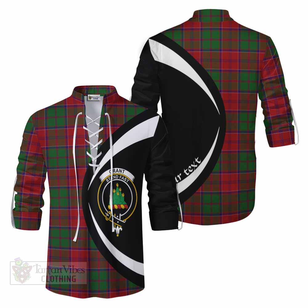 Tartan Vibes Clothing Grant Tartan Ghillie Kilt Shirt with Family Crest Circle Style