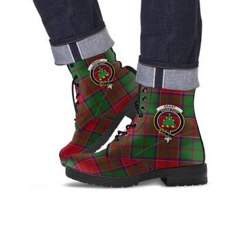 Grant Tartan Leather Boots with Family Crest
