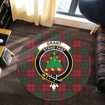 grant-tartan-round-rug-with-family-crest