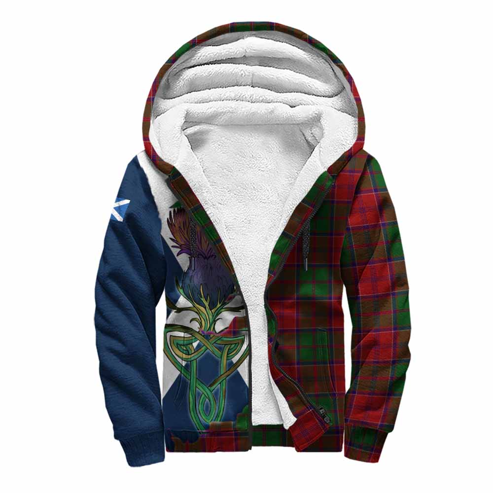 Tartan Vibes Clothing Grant Tartan Family Crest Sherpa Hoodie Scottish Thistle Celtic Inspired