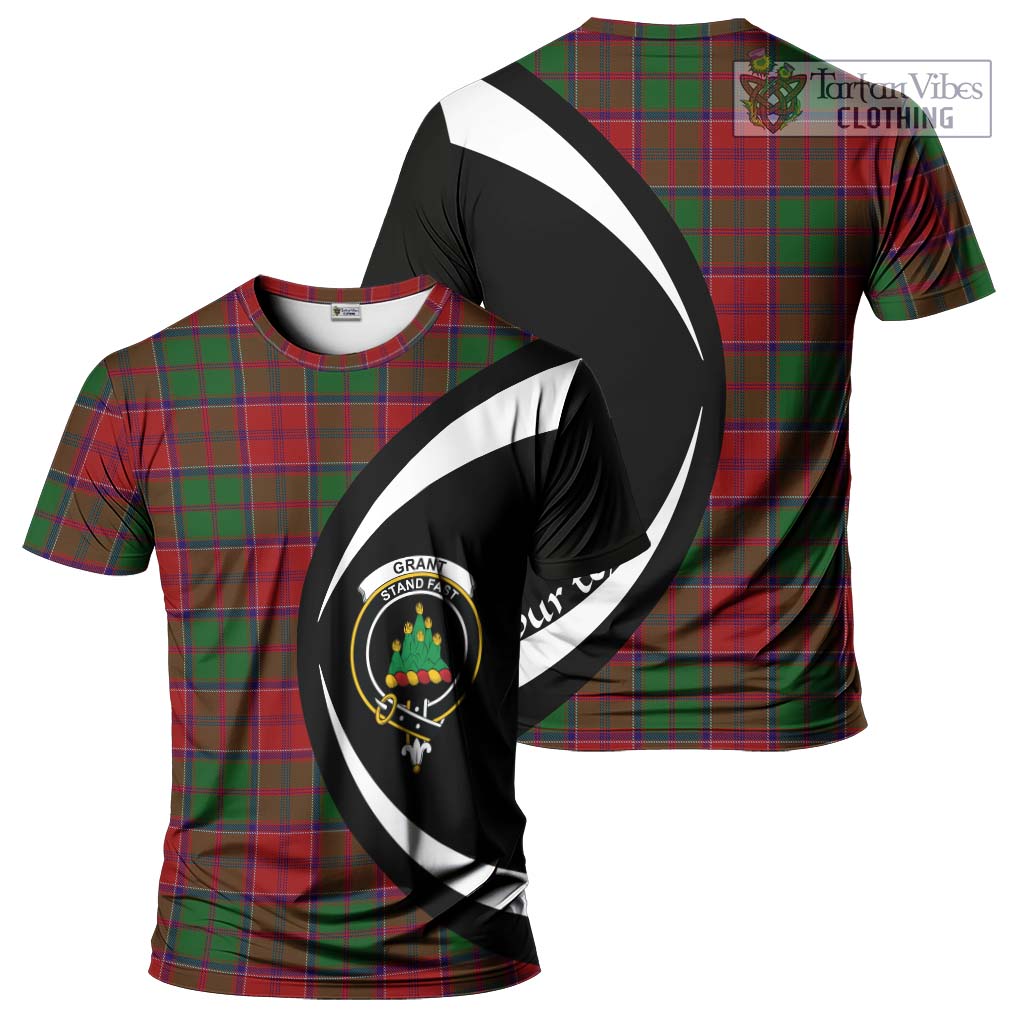 Tartan Vibes Clothing Grant Tartan T-Shirt with Family Crest Circle Style