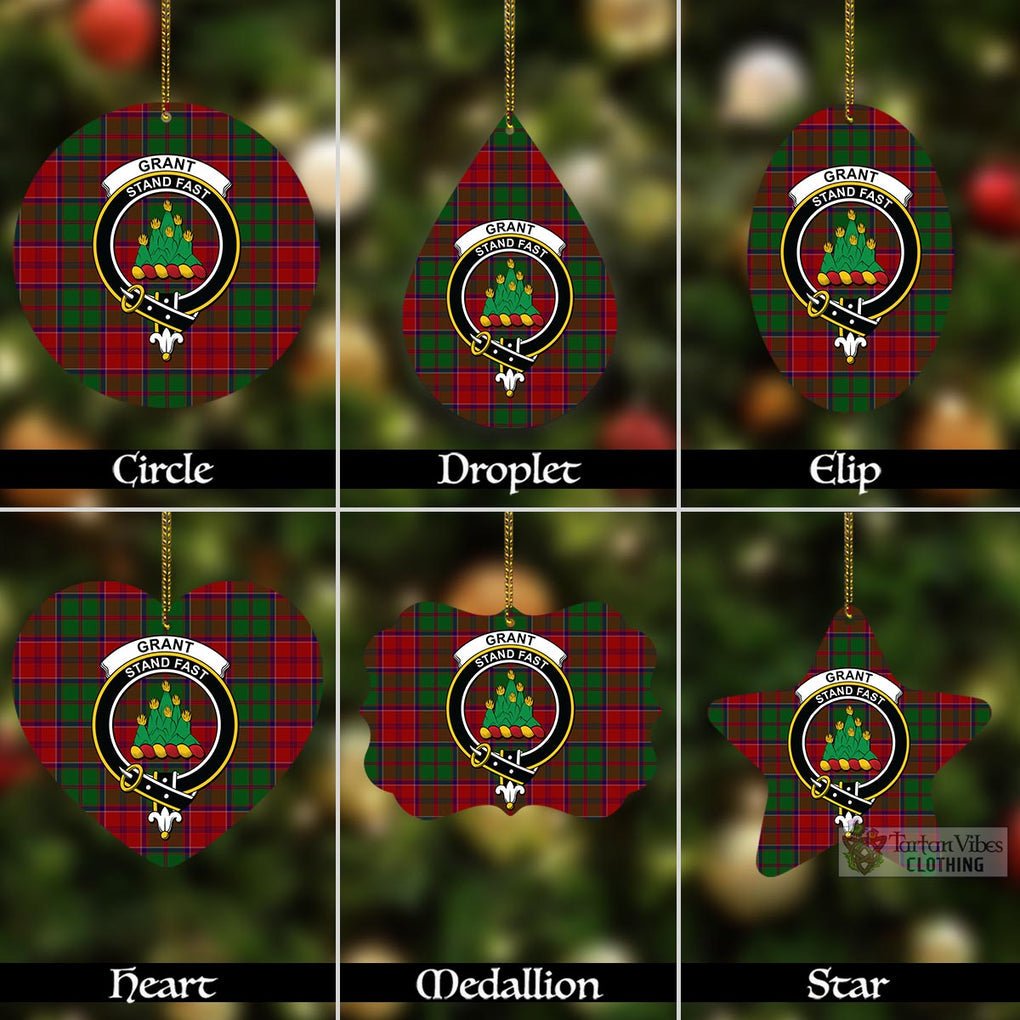 Tartan Vibes Clothing Grant Tartan Christmas Aluminium Ornament with Family Crest