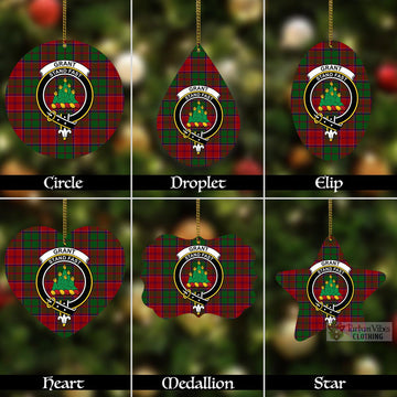 Grant Tartan Christmas Aluminium Ornament with Family Crest