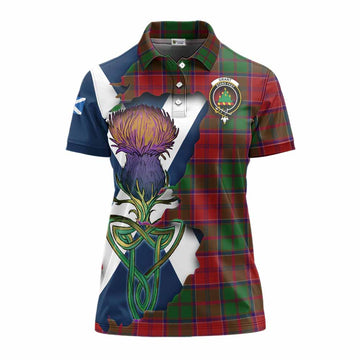 Tartan Vibes Clothing Grant Tartan Family Crest Women's Polo Shirt Scottish Thistle Celtic Inspired