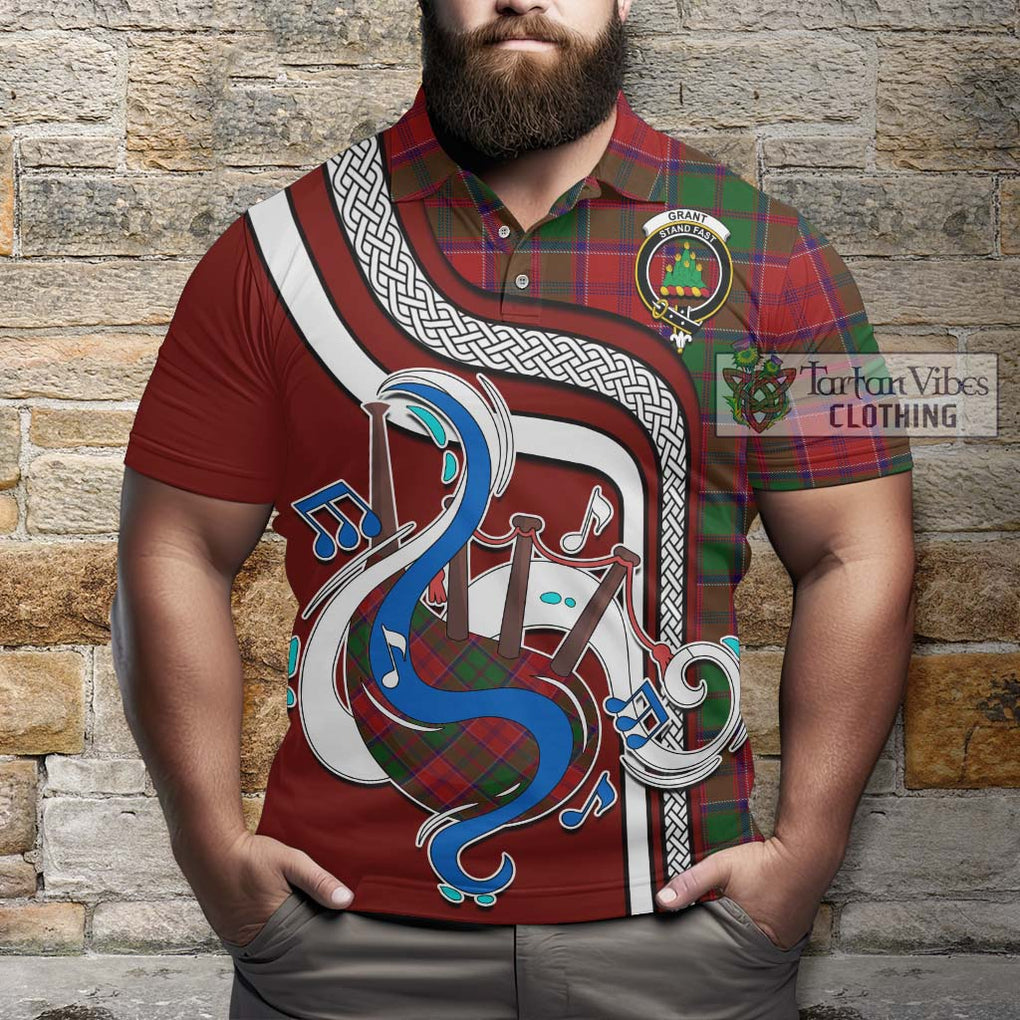 Tartan Vibes Clothing Grant Tartan Polo Shirt with Epic Bagpipe Style