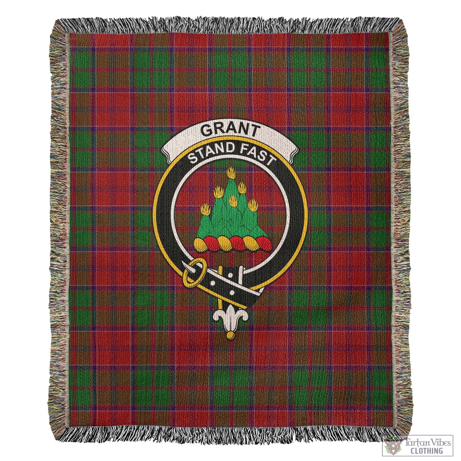 Tartan Vibes Clothing Grant Tartan Woven Blanket with Family Crest