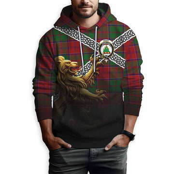 Grant Crest Tartan Hoodie with Golden Lion Emblem Celtic Style