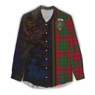 Grant Tartan Family Crest Women's Casual Shirt Alba Gu Brath Be Brave Lion Ancient Style