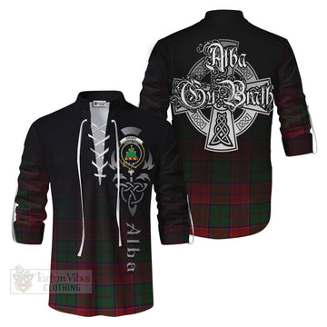 Tartan Vibes Clothing Grant Tartan Ghillie Kilt Shirt Featuring Alba Gu Brath Family Crest Celtic Inspired