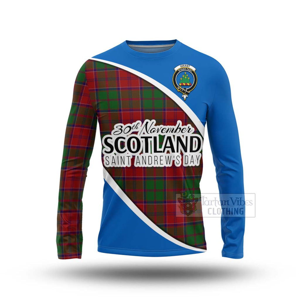 Tartan Vibes Clothing Grant Family Crest Tartan Long Sleeve T-Shirt Celebrate Saint Andrew's Day in Style